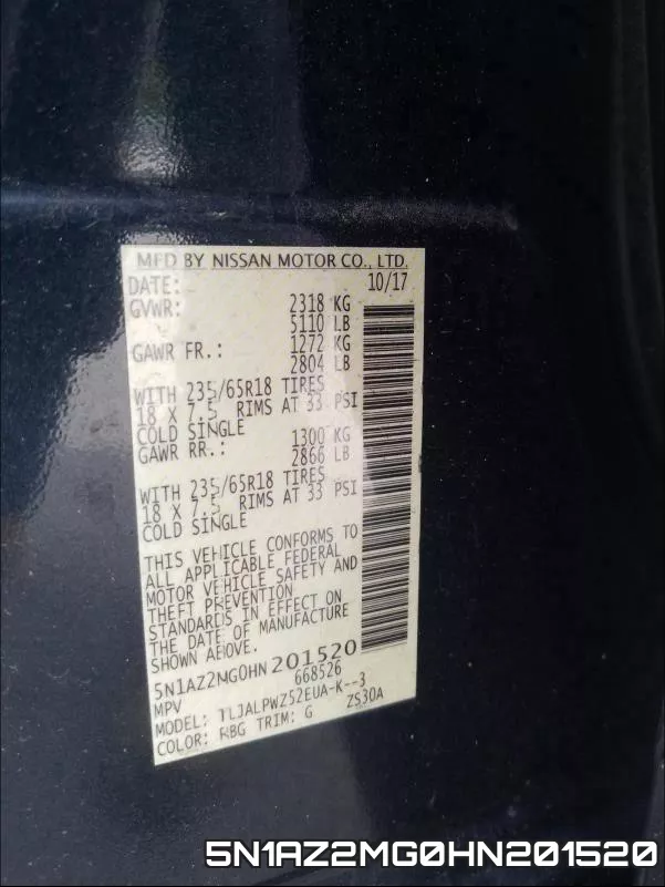 5N1AZ2MG0HN201520 фото 2