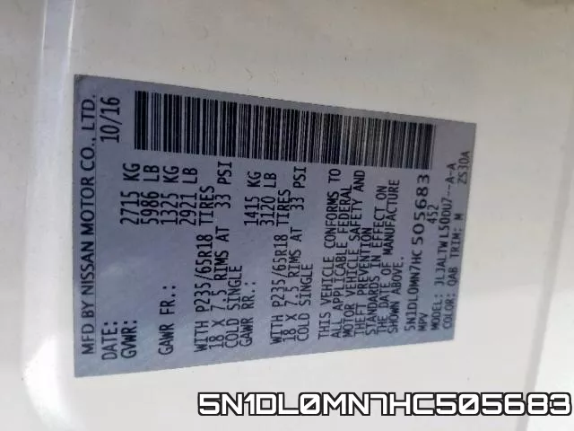 5N1DL0MN7HC505683 фото 2