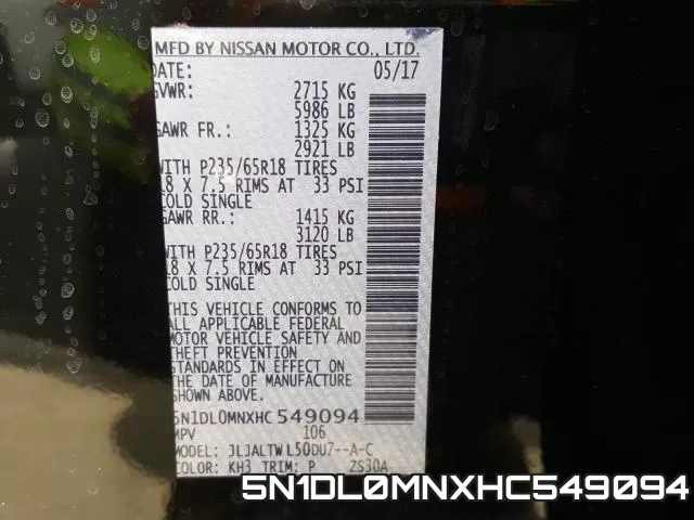 5N1DL0MNXHC549094 фото 2