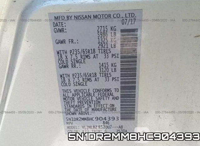 5N1DR2MM8HC904393 фото 10