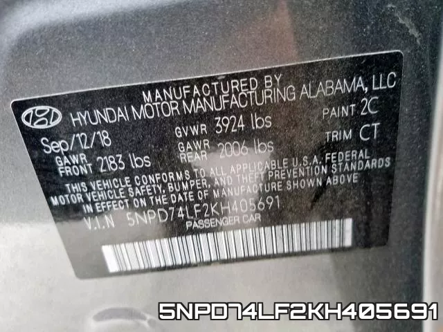 5NPD74LF2KH405691 фото 2