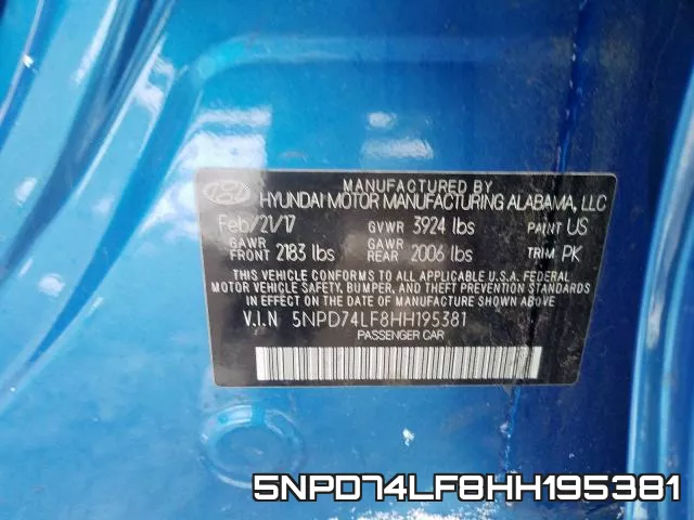 5NPD74LF8HH195381 фото 2