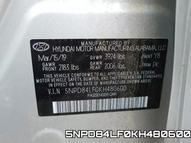 5NPD84LF0KH480600 фото 2