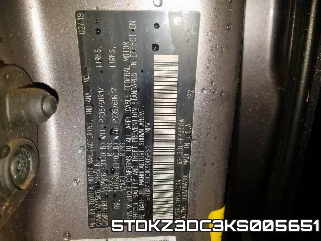 5TDKZ3DC3KS005651 фото 2