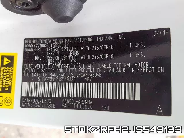5TDKZRFH2JS549133 фото 2