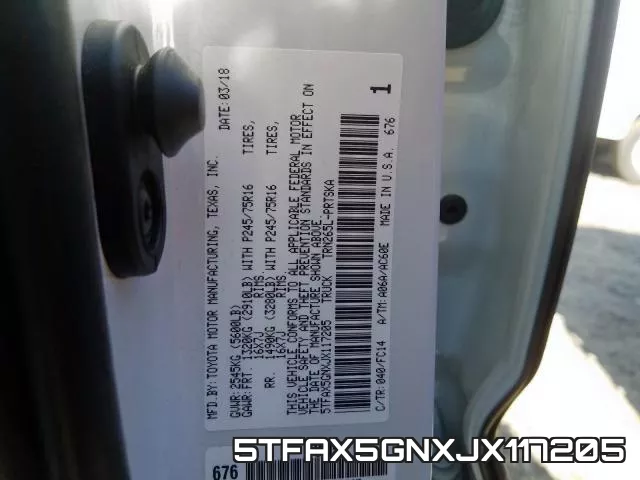 5TFAX5GNXJX117205 фото 2