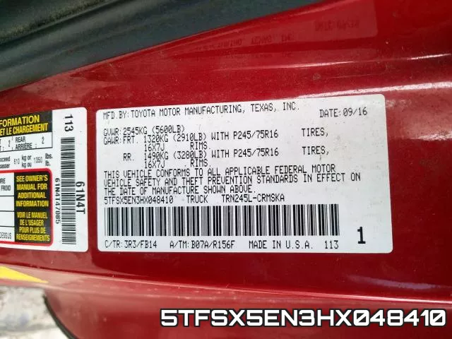 5TFSX5EN3HX048410 фото 2