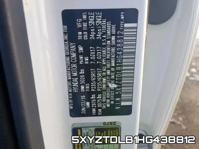 5XYZTDLB1HG438812 фото 2