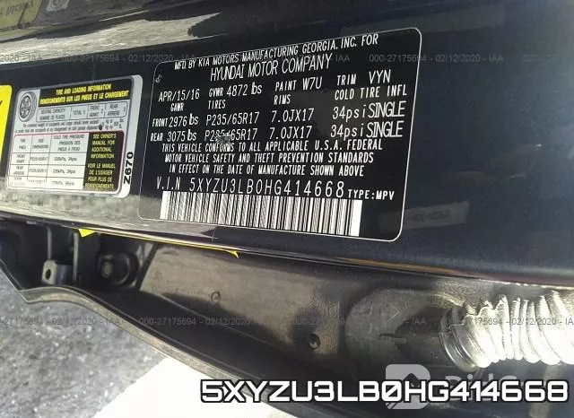 5XYZU3LB0HG414668 фото 10