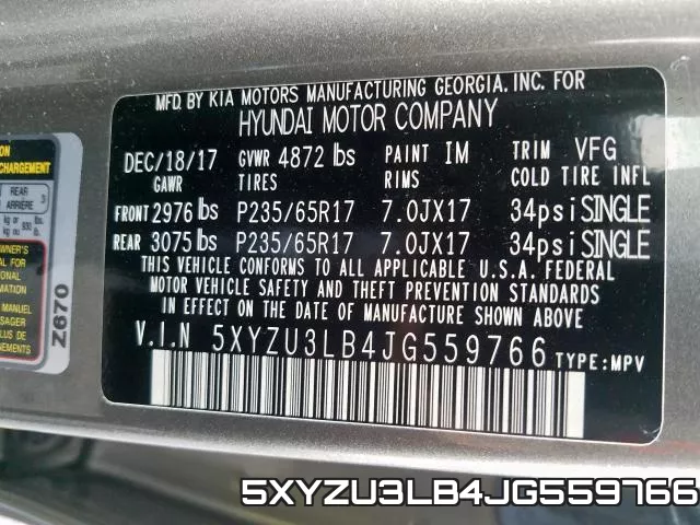 5XYZU3LB4JG559766 фото 2