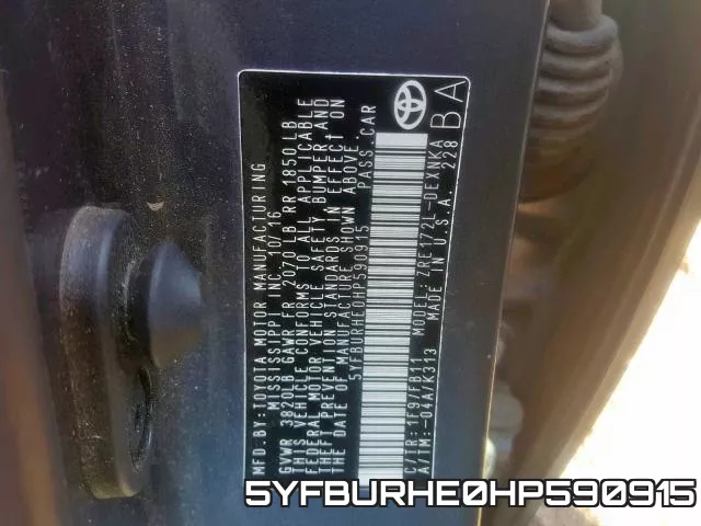 5YFBURHE0HP590915 фото 2