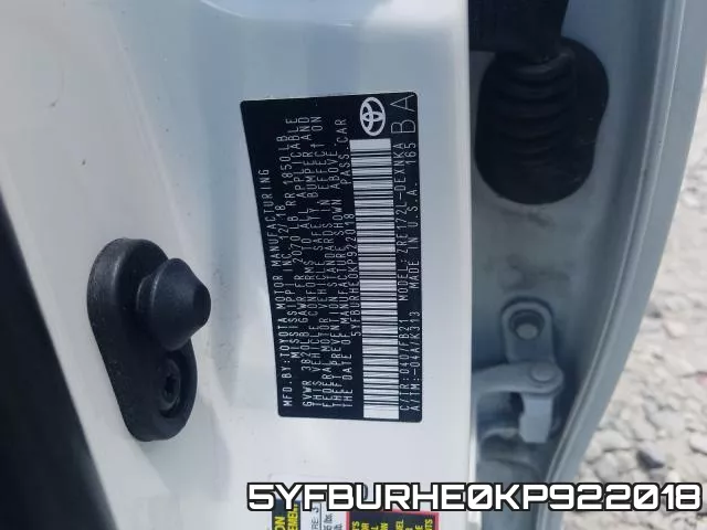 5YFBURHE0KP922018 фото 2