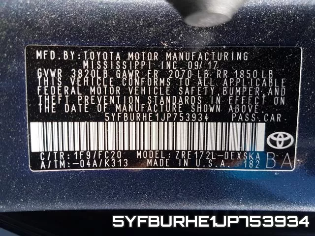 5YFBURHE1JP753934 фото 2
