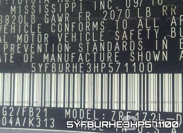 5YFBURHE3HP571100 фото 10