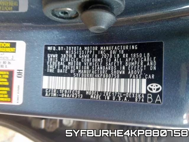 5YFBURHE4KP880758 фото 2