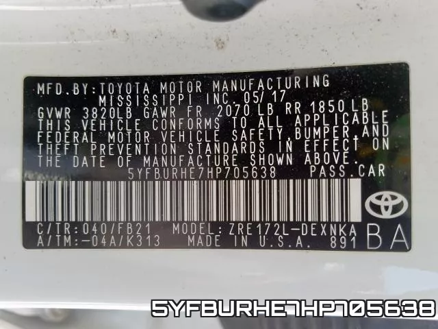 5YFBURHE7HP705638 фото 2