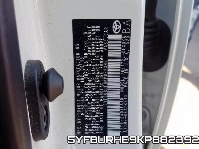 5YFBURHE9KP882392 фото 2