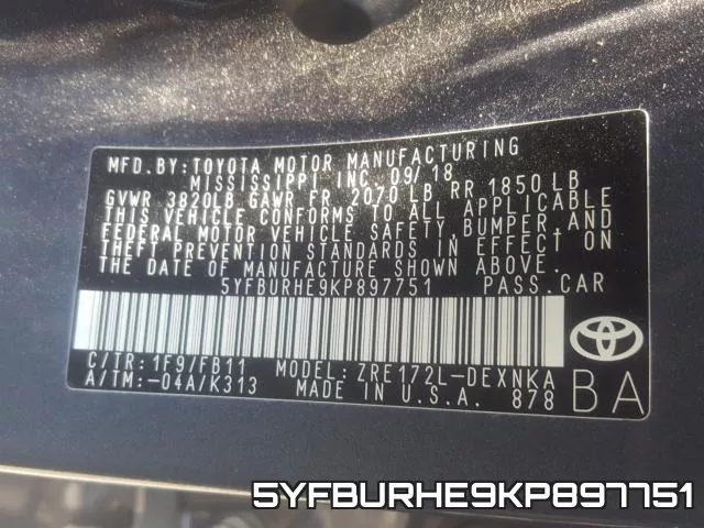 5YFBURHE9KP897751 фото 2