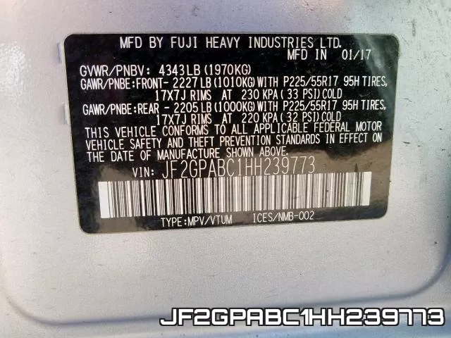 JF2GPABC1HH239773 фото 2