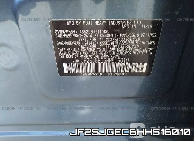 JF2SJGEC6HH516010 фото 10
