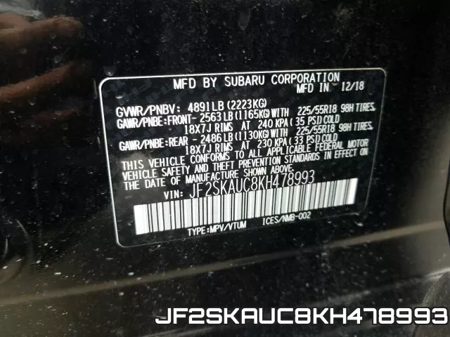 JF2SKAUC8KH478993 фото 2