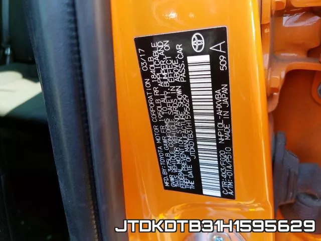 JTDKDTB31H1595629 фото 2