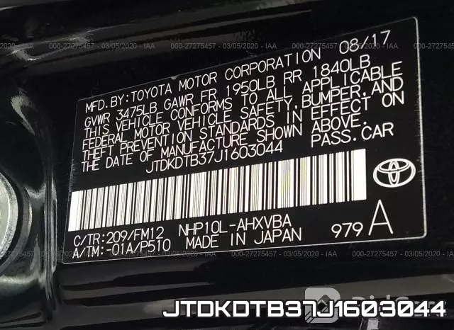 JTDKDTB37J1603044 фото 10