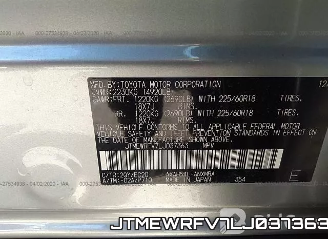 JTMEWRFV7LJ037363 фото 10