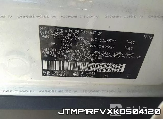 JTMP1RFVXKD504120 фото 10