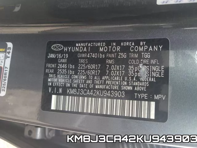 KM8J3CA42KU943903 фото 2