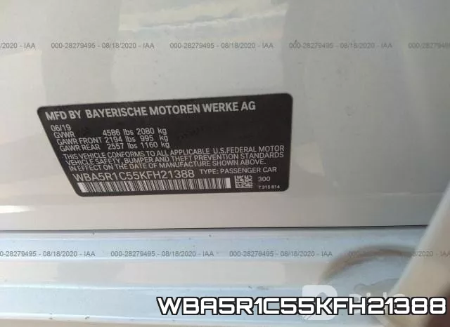 WBA5R1C55KFH21388 фото 10