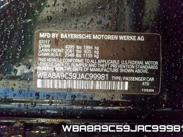 WBA8A9C59JAC99981 фото 2