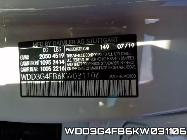 WDD3G4FB6KW031106 фото 2