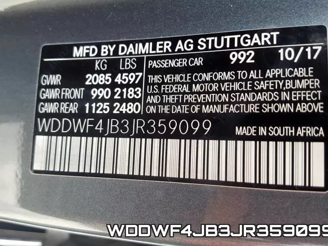 WDDWF4JB3JR359099 фото 2
