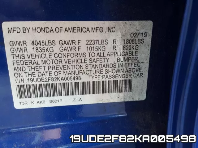 19UDE2F82KA005498 фото 2
