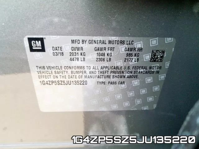 1G4ZP5SZ5JU135220 фото 2
