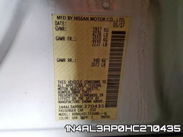 1N4AL3AP0HC270435 фото 2
