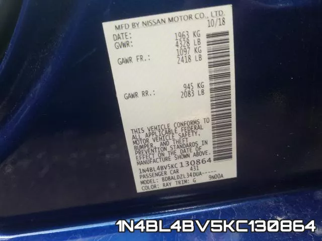 1N4BL4BV5KC130864 фото 2