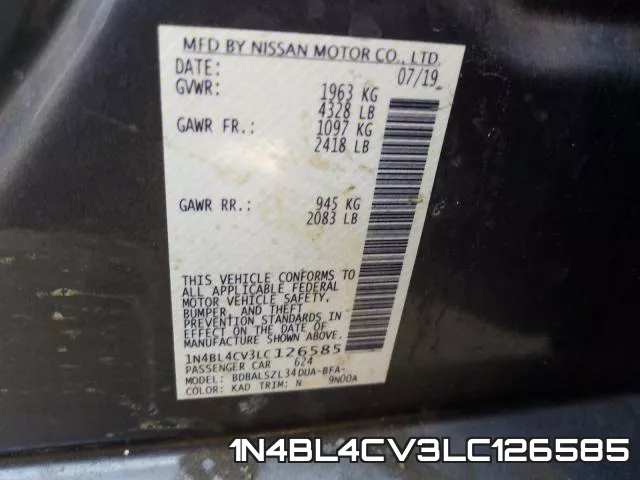 1N4BL4CV3LC126585 фото 2