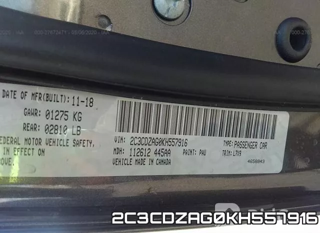 2C3CDZAG0KH557916 фото 10