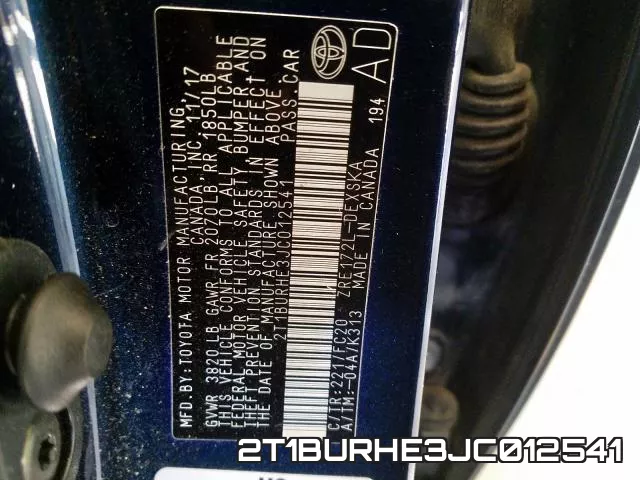 2T1BURHE3JC012541 фото 2