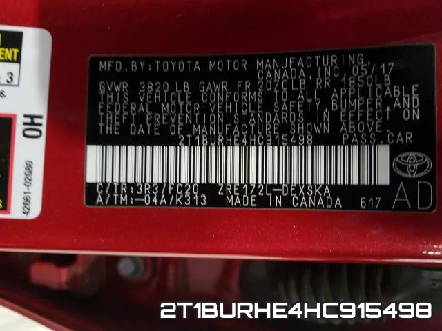 2T1BURHE4HC915498 фото 2