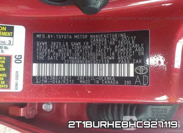 2T1BURHE8HC927119 фото 10