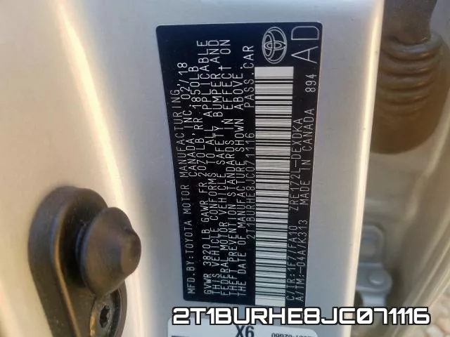2T1BURHE8JC071116 фото 2