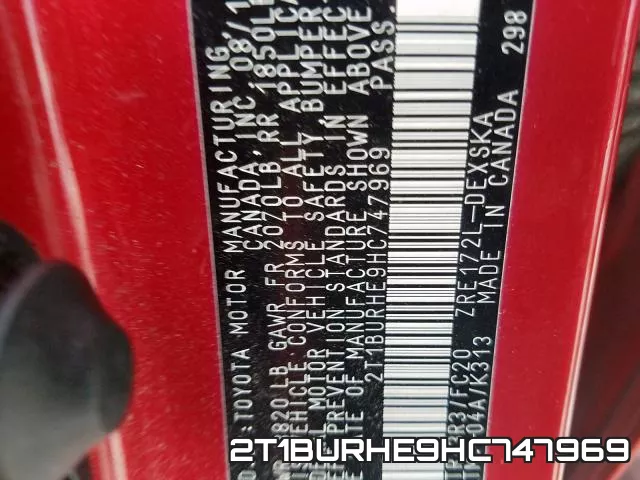 2T1BURHE9HC747969 фото 2