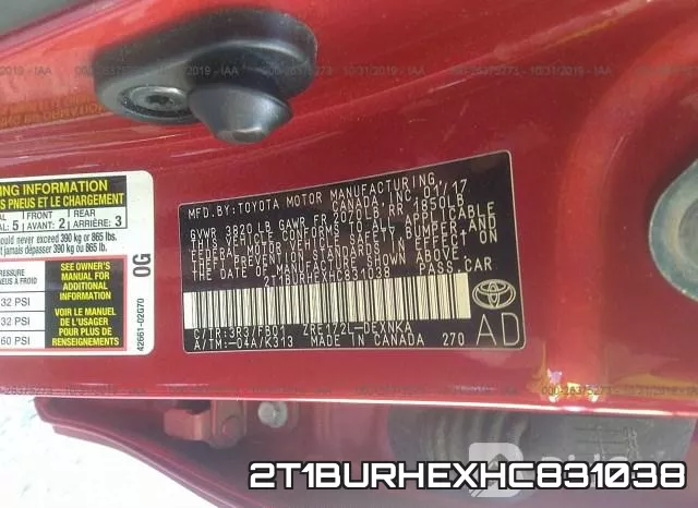 2T1BURHEXHC831038 фото 10