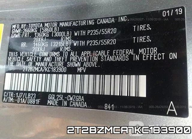 2T2BZMCA7KC183900 фото 10