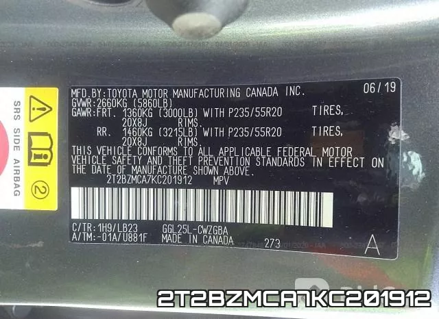 2T2BZMCA7KC201912 фото 10