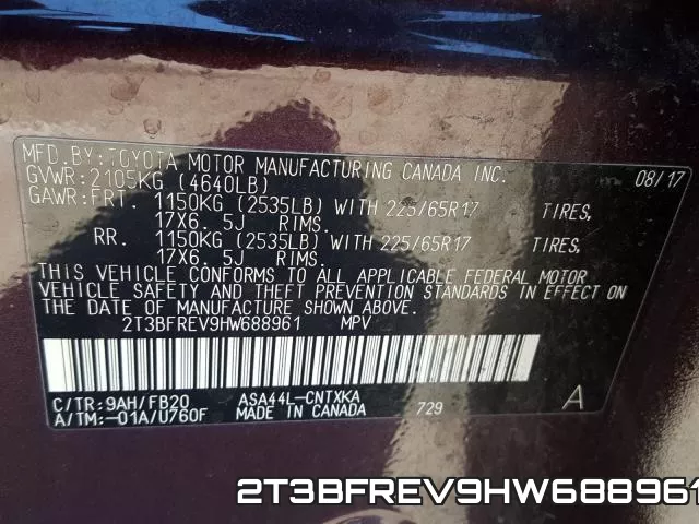 2T3BFREV9HW688961 фото 2