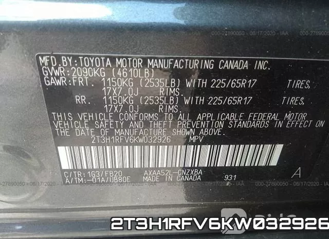 2T3H1RFV6KW032926 фото 10